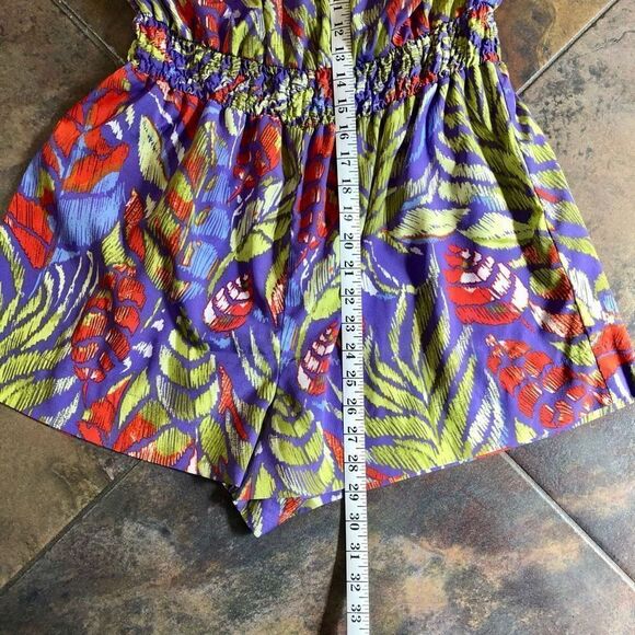Allen B. By Allen Schwartz Multi-colored Romper V-neck Adjustable Straps Size XL - Picture 8 of 11